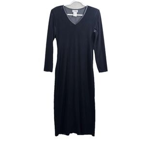 K.C. Spencer Black Velvet Maxi Dress Size 6P‎ Witchy Whimsigoth Gothic Holiday